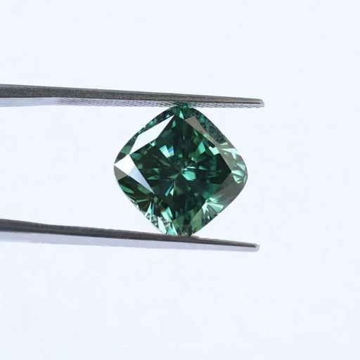 Loose Moissanite Emerald Vivid Green Clean Cushion Cut 12.00 MM
