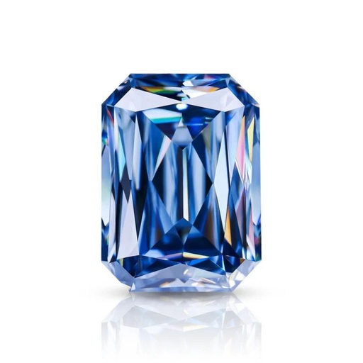 Loose Moissanite Royal Vivid Blue Clean Criss Cut Emerald 8.00 x 6.00 MM