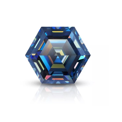 Loose Moissanite Royal Vivid Blue Clean Hexagon Cut 6.00 MM