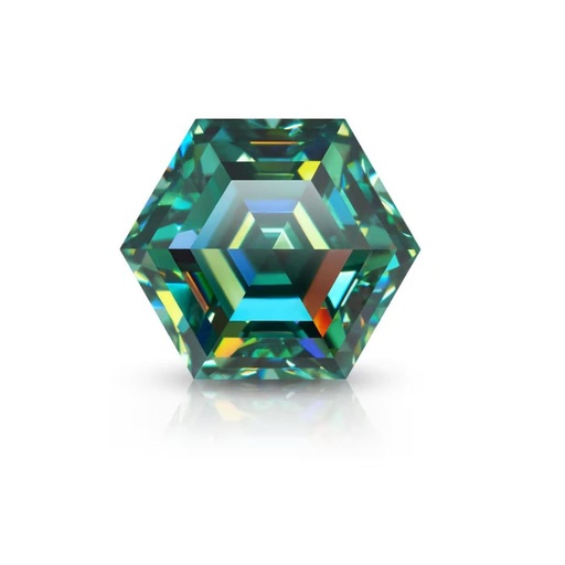 Loose Moissanite Emerald Vivid Green Clean Hexagon Cut 7.50 MM
