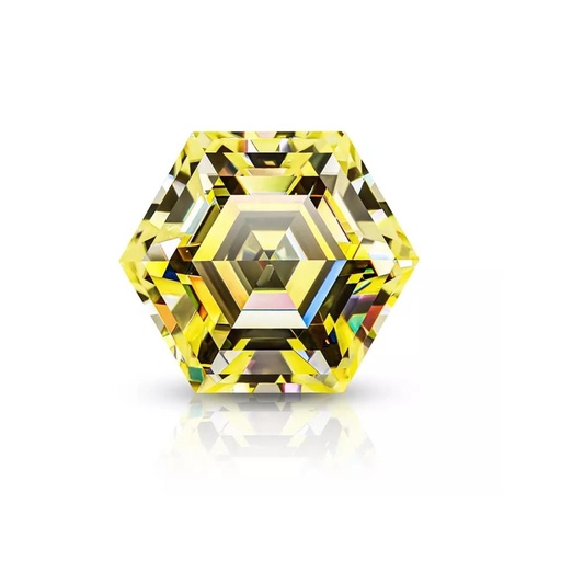 Loose Moissanite Canary Vivid Yellow Clean Hexagon Cut 7.50 MM