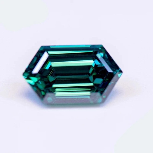 Loose Moissanite Emerald Vivid Green Clean Long Hexagon Cut 19.00 x 9.50 MM