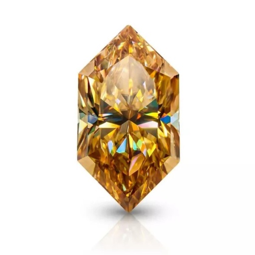 Loose Moissanite Champagne Vivid Brown Clean Long Hexagon Cut 19.00 x 9.50 MM