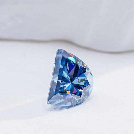 Loose Moissanite Royal Vivid Blue Clean Half Moon Cut 10.00 x 8.00 MM