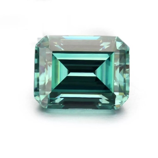 Loose Moissanite Salt & Pepper Green Clean Emerald Cut 8.40 x 7.00 MM