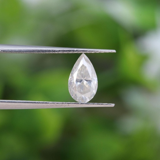 Loose Moissanite Salt & Pepper Off White Clean Pear Cut 9.80 x 5.00 MM