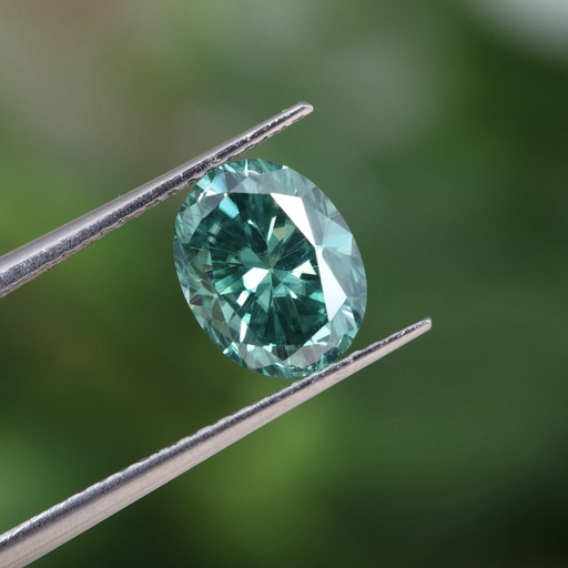 Loose Moissanite  Salt & Pepper Emerald Vivid Green Clean Oval Cut 9.00 x 7.00 MM