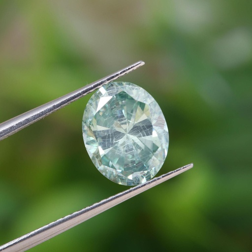 Loose Moissanite Salt & Pepper Green Clean Oval Cut 7.50 x 5.50 MM