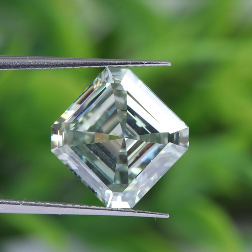 Loose Moissanite Salt & Pepper Light Green Clean Asscher Cut 5.80 MM