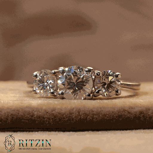 Round Cut Diamond Three Stone Style Engagement Rign for Her/Women