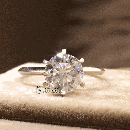 Round Cut Diamond 6 Prong Set Solitaire Style Engagement Ring for Her/Women 