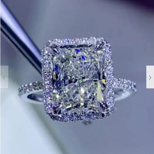 Radiant Cut Diamond Hidden Halo With Accents Engagement Ring For Women