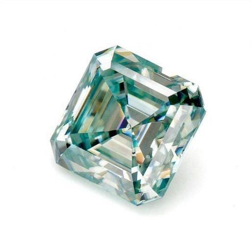 Loose Moissanite Fancy Blue Clean Asscher Cut 11.00 MM
