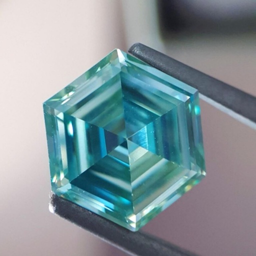 Loose Moissanite Fancy Blue Clean Hexagon Cut 6.50 MM